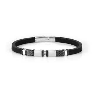 Nomination Stainless Steel and Black Rubber City Bracelet