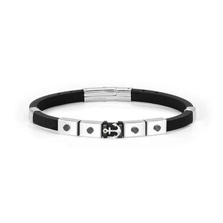 Nomination Stainless Steel and Black Silicon with Anchor Symbol Bracelet