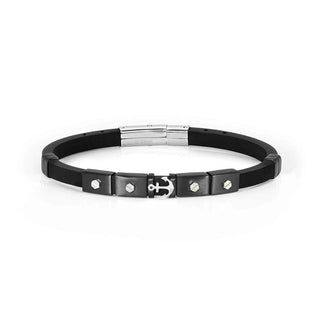Nomination Stainless Steel and Black Silicon City Bracelet with Anchor
