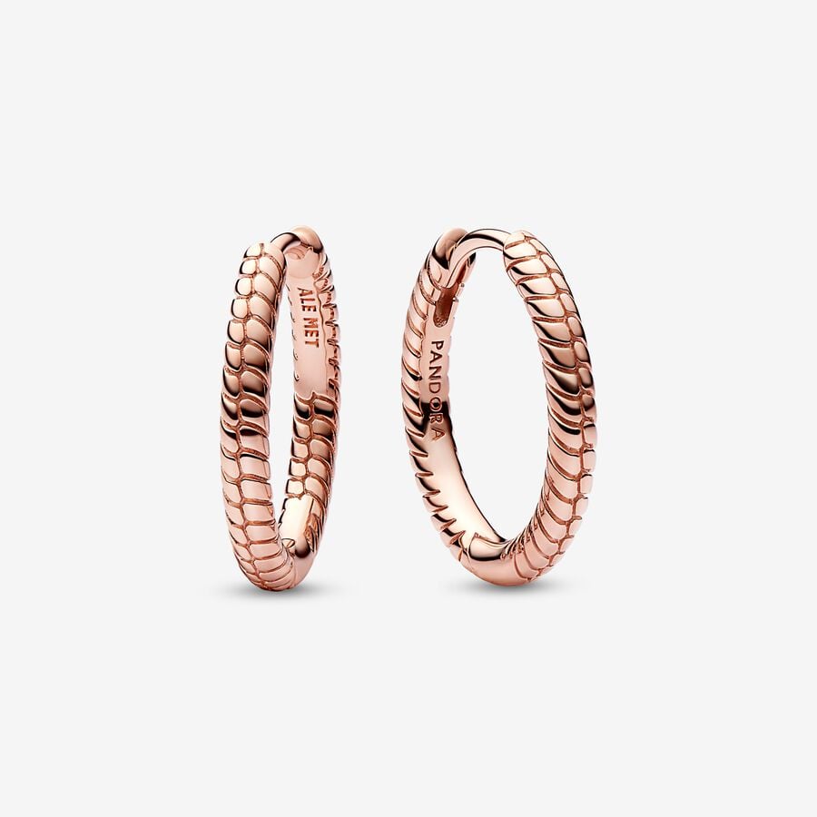 Pandora Moments Rose Gold Plated 18mm Charm Hoop Earrings