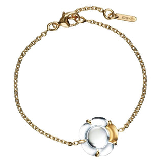 Baccarat Yellow Gold Plated Clear Flower Bracelet