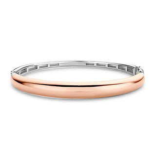 Ti Sento Silver & Rose Gold Plated Domed Hinged Bangle