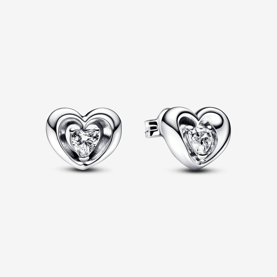 Pandora Silver Radiant Heart Floating Stone Stud Earrings