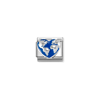Nomination Jewellery Nomination Stainless Steel and Sterling Silver Composable World Map on Heart Link 2514331