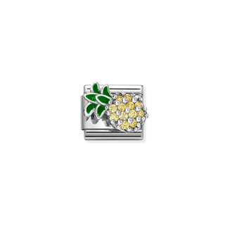 Allum & Sidaway Nomination Stainless Steel and Sterling Silver Composable Yellow Cubic Zirconia Pineapple Link 2514341