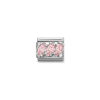 Nomination Jewellery Nomination Stainless Steel and Sterling Silver Composable Pink Cubic Zirconia Trilogy Link 2514346