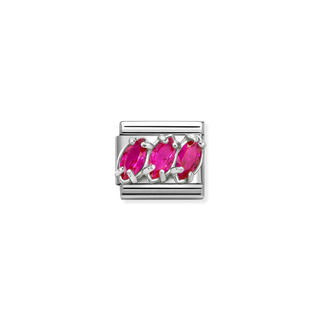 Nomination Jewellery Nomination Stainless Steel and Sterling Silver Composable Red Cubic Zirconia Trilogy Link 2514347