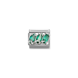 Nomination Jewellery Nomination Stainless Steel and Sterling Silver Composable Green Cubic Zirconia Trilogy Link 2514348