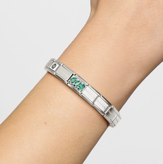 Nomination Jewellery Nomination Stainless Steel and Sterling Silver Composable Green Cubic Zirconia Trilogy Link 2514348