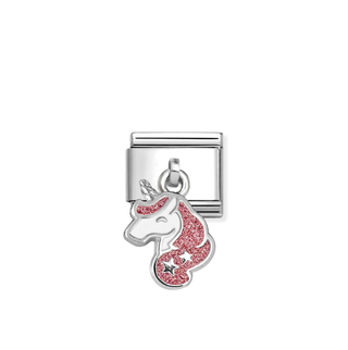 Nomination Jewellery Nomination Stainless Steel and Sterling Silver Composable Pink Glitter Unicorn Link 2514354
