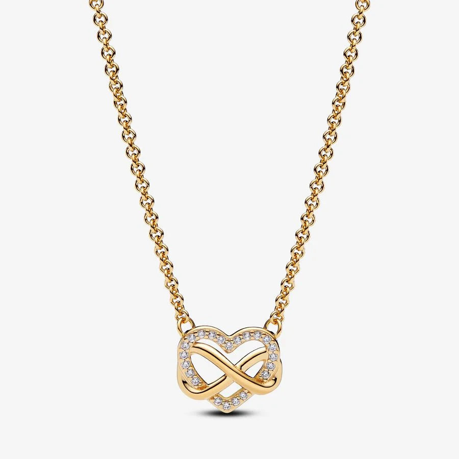 Pandora Gold Plated Sparkling Infinity Heart Necklace Allum