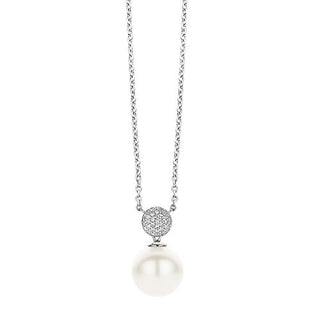 Ti Sento Silver Cz Pearl Necklace