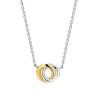 Ti Sento Silver & Yellow Gold Plated Interlocking Circle Necklace