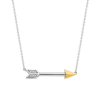 Ti Sento Silver & Yellow Gold Plated Cz Arrow Necklace