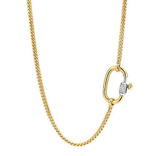 Ti Sento Yellow Gold Plated Chain Necklace With Fancy Cz Clasp