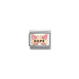Nomination Jewellery Nomination Stainless Steel and Rose Gold Composable Fuchsia Butterfly Hope Link 2514322