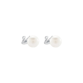 Swarovski Rhodium Plated Iconic Swan Stud Earrings