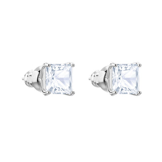 Swarovski Rhodium Plated Attract Square Stud Earrings