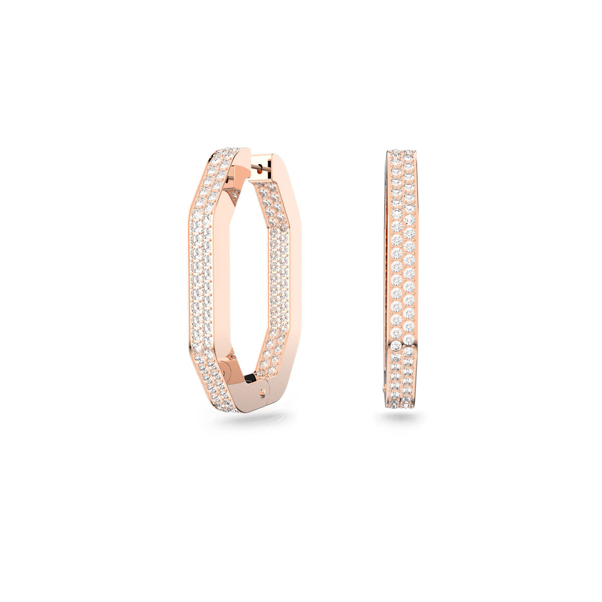 Swarovski Rose Gold-Tone Plated Large Octagon Dextera Hoop