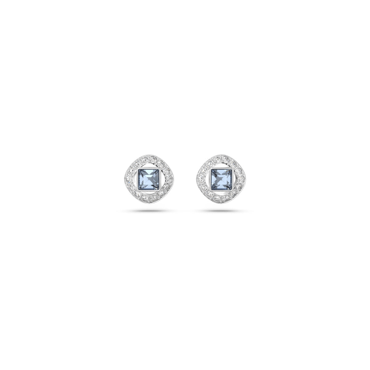 Blue Rhodium Plated Swarovski Earrings Blue Stone Attract Drop