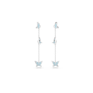 Swarovski Rhodium Plated Blue Lilia Butterfly Drop Earrings
