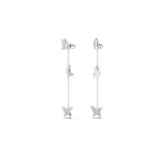Swarovski Rhodium Plated Blue Lilia Butterfly Drop Earrings