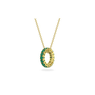 Swarovski Gold-Tone Plated Round Cut Green Exalta Pendant