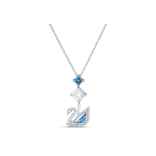 Swarovski Rhodium Plated Blue Dazzling Swan Necklace