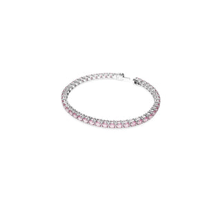 Swarovski Rhodium Plated Round Cut Pink Matrix Tennis Bracelet