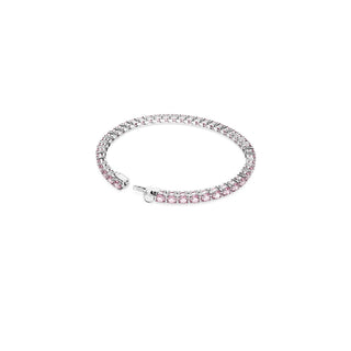 Swarovski Rhodium Plated Round Cut Pink Matrix Tennis Bracelet