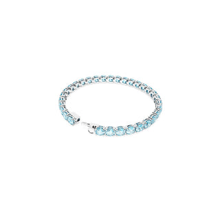 Swarovski Rhodium Plated Matrix Tennis Round Cut Blue Bracelet