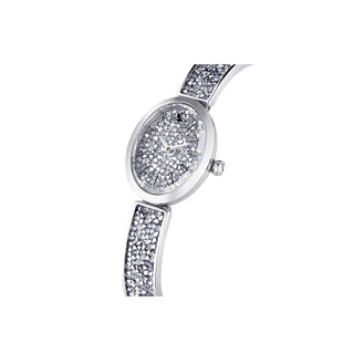 Swarovski Silver-Tone Crystal Rock Oval Watch