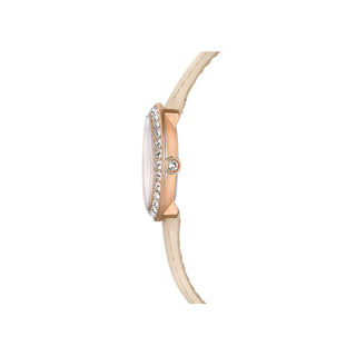 Swarovski Rose Gold-Tone Certa Watch with a Beige Leather Strap