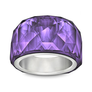 Swarovski Rhodium Plated Crystal Nirvana Petite Purple Velvet Ring - Size 50