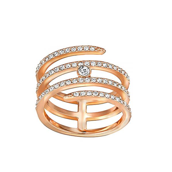 Swarovski Rose Gold Plated Creativity Coiled Ring Size 55