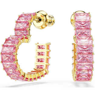 Swarovski Jewellery Swarovski Gold Tone Plated Pink Matrix Hoop Earrings 4402441