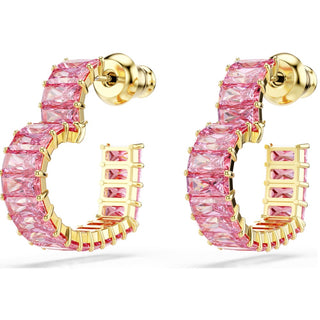 Swarovski Jewellery Swarovski Gold Tone Plated Pink Matrix Hoop Earrings 4402441