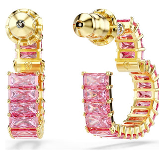 Swarovski Jewellery Swarovski Gold Tone Plated Pink Matrix Hoop Earrings 4402441