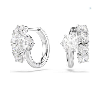 Swarovski Jewellery Swarovski Rhodium Plated Matrix Round Cut Hoop Earrings 4402489