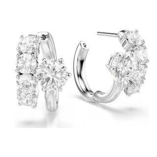 Swarovski Jewellery Swarovski Rhodium Plated Matrix Round Cut Hoop Earrings 4402489