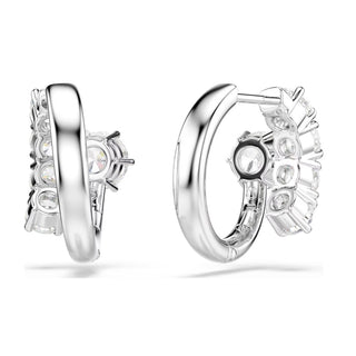 Swarovski Jewellery Swarovski Rhodium Plated Matrix Round Cut Hoop Earrings 4402489