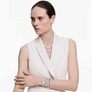 Swarovski Jewellery Swarovski Rhodium Plated Matrix Round Cut Hoop Earrings 4402489