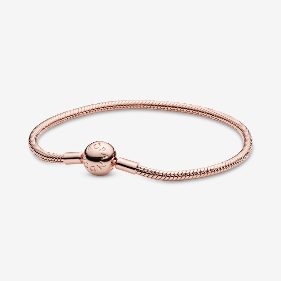 Pandora Rose Gold Plated Moments Snake Chain Bracelet 21cm