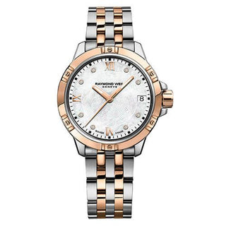 Raymond Weil Ladies Tango Two Tone Watch With Mother Of Pearl Dial