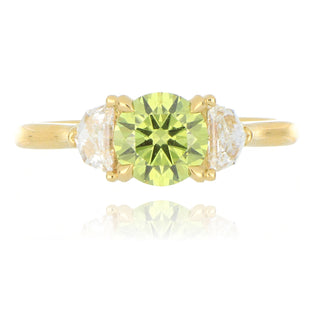 9ct Yellow Gold 1.01ct Green Laboratory Grown Diamond 3 Stone Ring