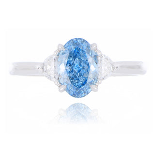 Platinum 1.28ct Blue Laboratory Grown Diamond 3 Stone Ring