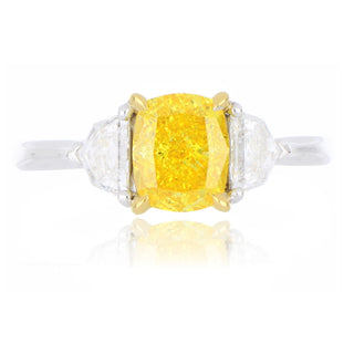 Platinum 1.49ct Yellow Laboratory Grown Diamond 3 Stone Ring