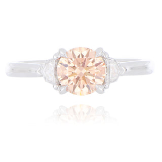 Platinum 1.00ct Peach Laboratory Grown Diamond 3 Stone Ring