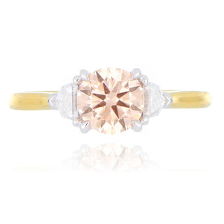 18ct Yellow Gold 1.00ct Peach Laboratory Grown Diamond 3 Stone Ring
