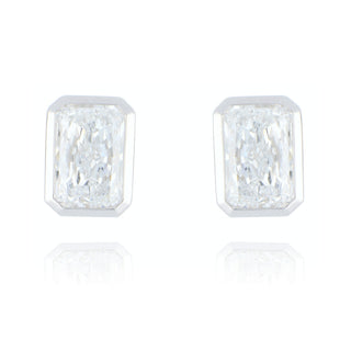 Allum & Sidaway Jewellery 18ct White Gold 2.06ct Laboratory Grown Diamond Radiant Stud Earrings 6002046